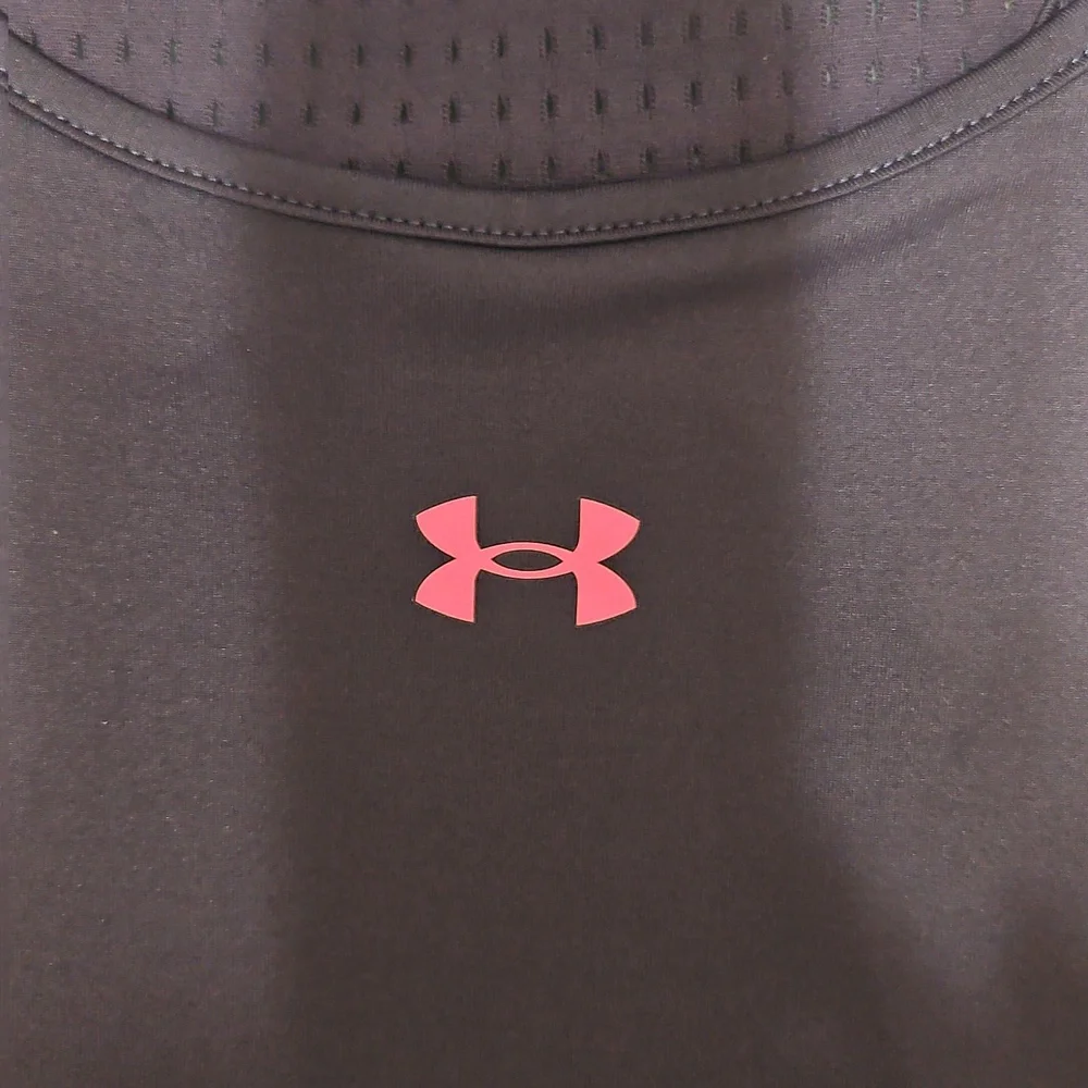 Under Armour Deep Purple Tank Top with Bold Neon Pinkish Coral Accents - Picture 6 of 8
